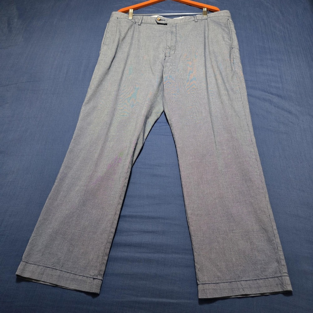 Cremeux Pants Mens 40x30 Blue Chambray Chino Relaxed Fit Straight Cotton Casual